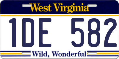 WV license plate 1DE582