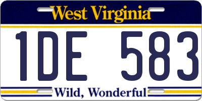 WV license plate 1DE583