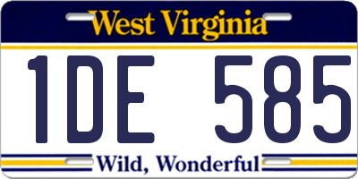 WV license plate 1DE585