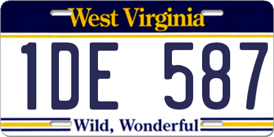 WV license plate 1DE587