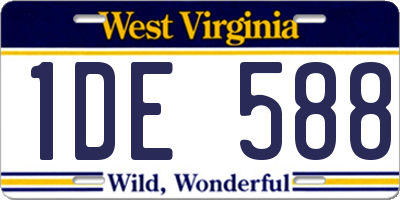 WV license plate 1DE588