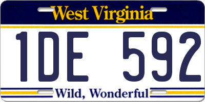 WV license plate 1DE592