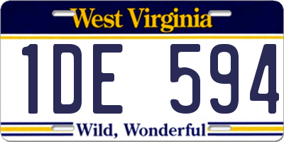 WV license plate 1DE594