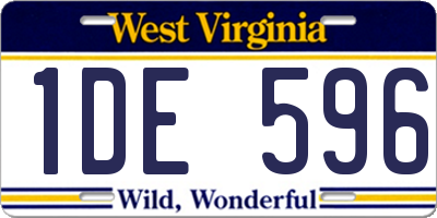 WV license plate 1DE596