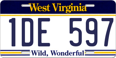 WV license plate 1DE597