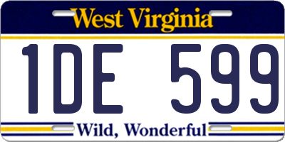 WV license plate 1DE599