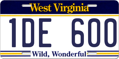 WV license plate 1DE600