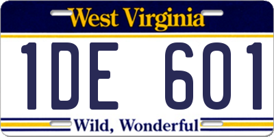 WV license plate 1DE601