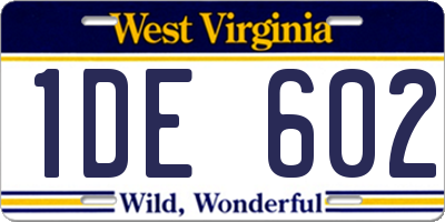 WV license plate 1DE602
