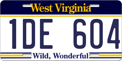 WV license plate 1DE604