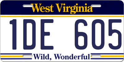 WV license plate 1DE605