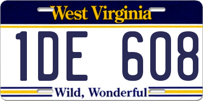 WV license plate 1DE608