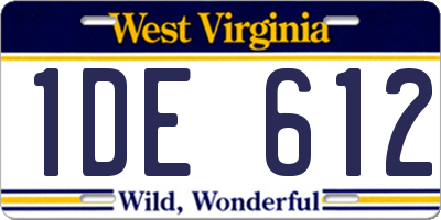 WV license plate 1DE612
