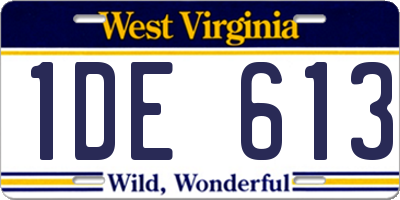 WV license plate 1DE613