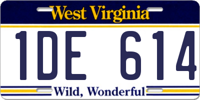 WV license plate 1DE614
