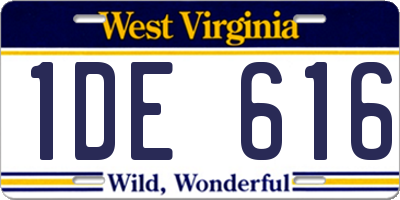 WV license plate 1DE616