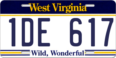 WV license plate 1DE617