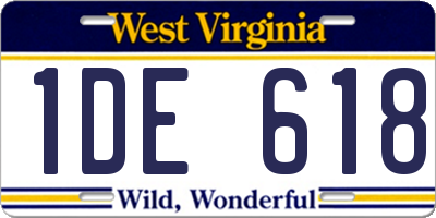 WV license plate 1DE618
