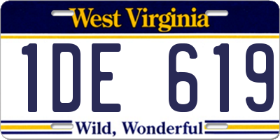 WV license plate 1DE619