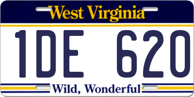 WV license plate 1DE620