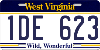 WV license plate 1DE623