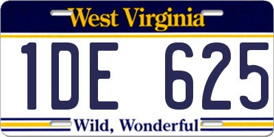 WV license plate 1DE625