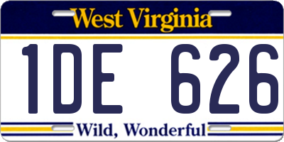 WV license plate 1DE626