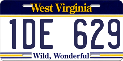 WV license plate 1DE629