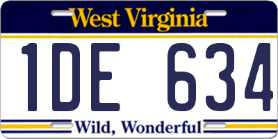 WV license plate 1DE634