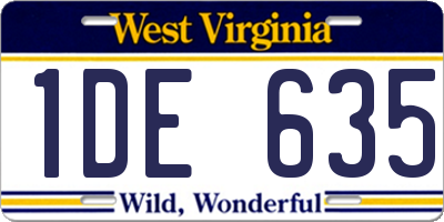 WV license plate 1DE635
