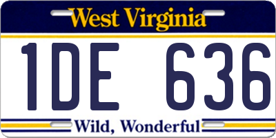 WV license plate 1DE636