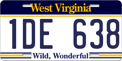 WV license plate 1DE638