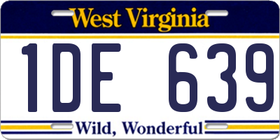 WV license plate 1DE639