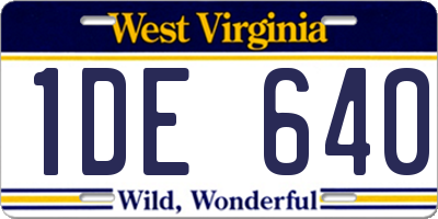 WV license plate 1DE640