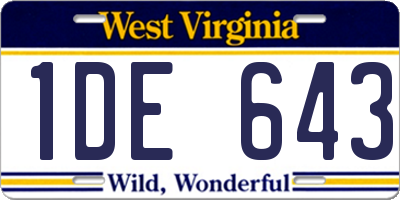 WV license plate 1DE643