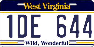 WV license plate 1DE644