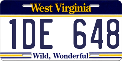 WV license plate 1DE648