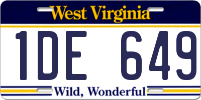 WV license plate 1DE649