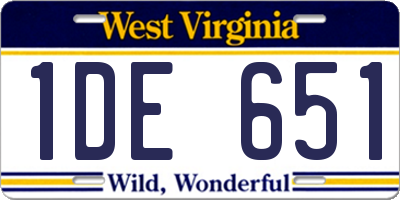 WV license plate 1DE651