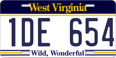 WV license plate 1DE654