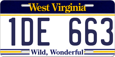 WV license plate 1DE663