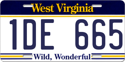 WV license plate 1DE665