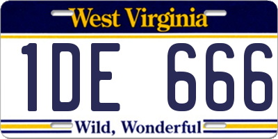 WV license plate 1DE666