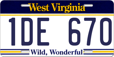 WV license plate 1DE670
