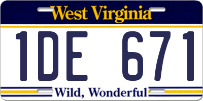 WV license plate 1DE671