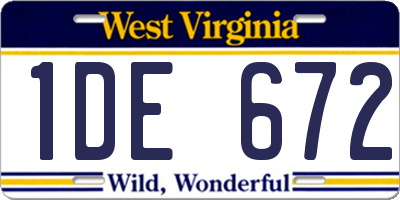 WV license plate 1DE672