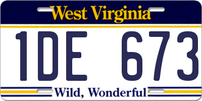 WV license plate 1DE673