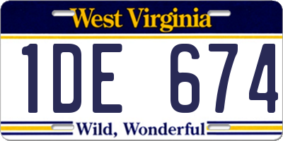 WV license plate 1DE674