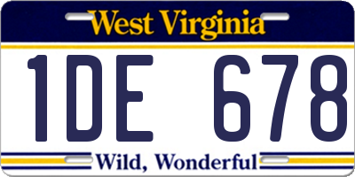 WV license plate 1DE678