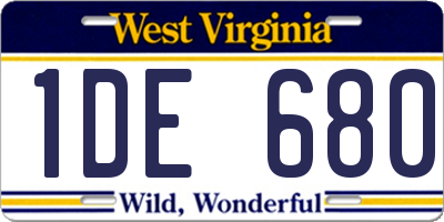WV license plate 1DE680